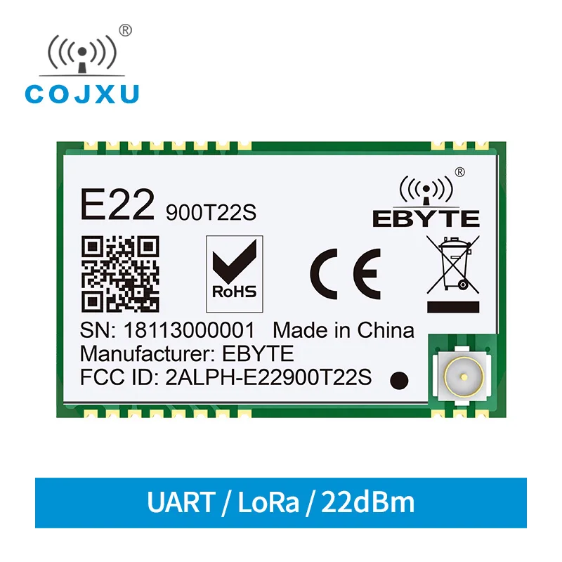 

SX1262 UART Wireless Module 868MHz 915MHz Transceiver SMD cojxu E22-900T22S V2.x IPEX/Stamp Hole Antenna Transmitter Transceiver