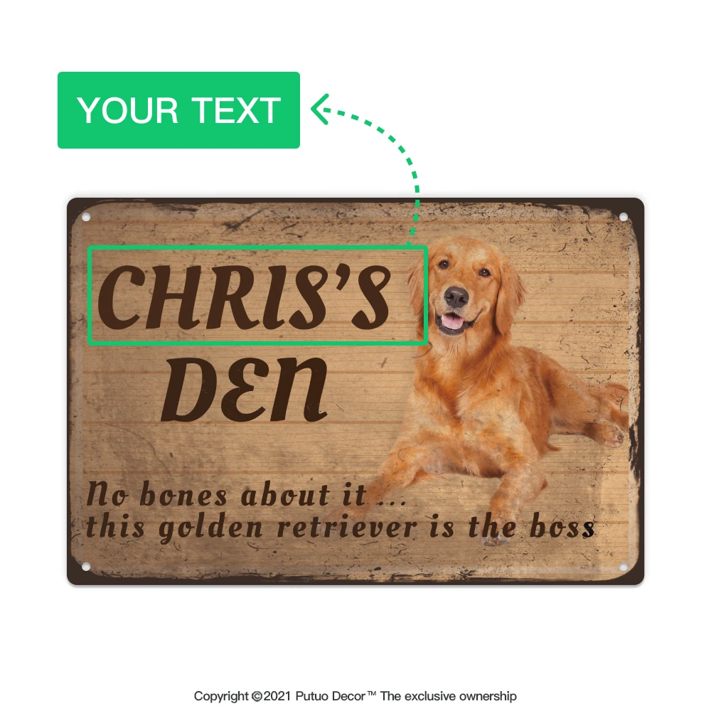 Декоративная металлическая вывеска Putuo золотистый ретривер является владельцем