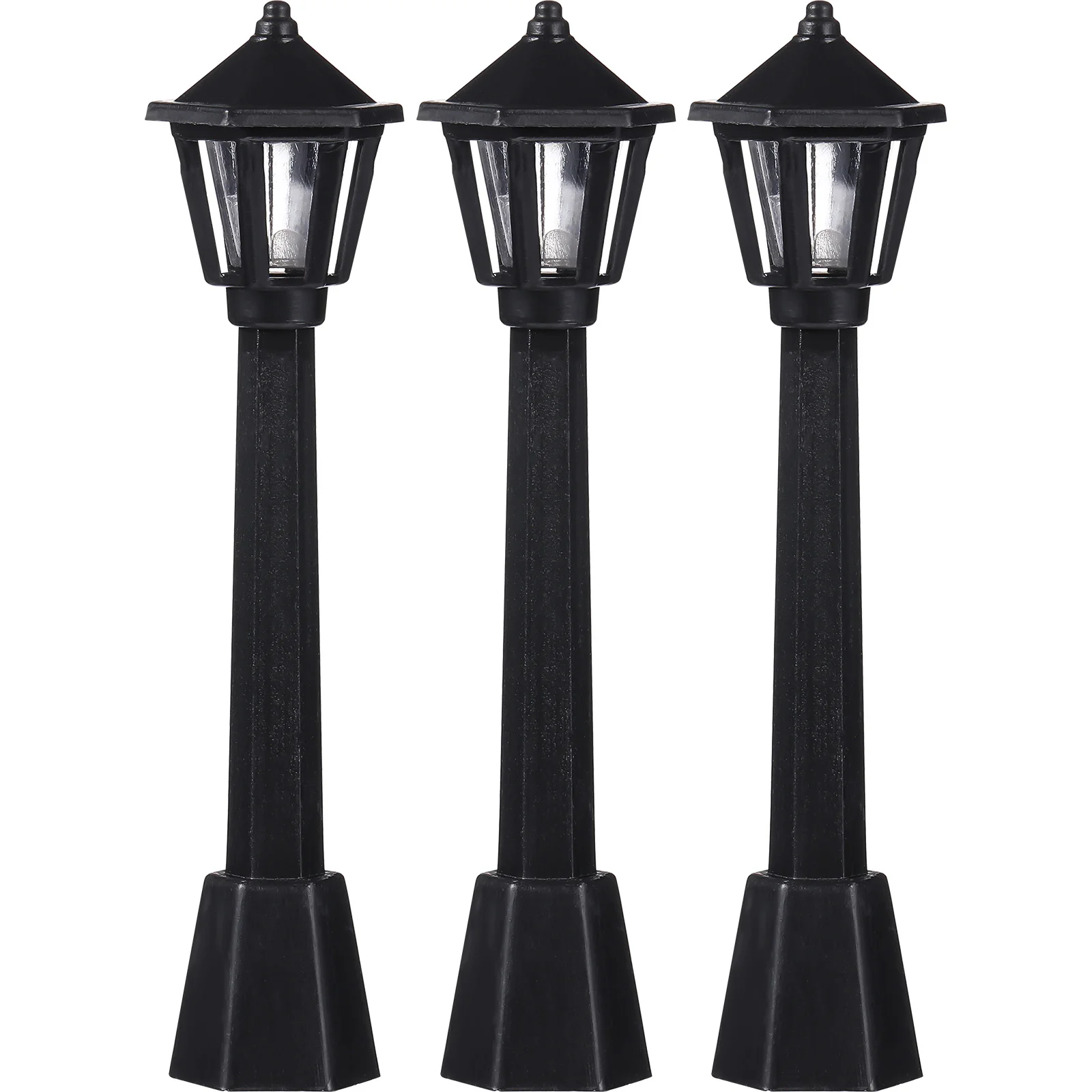 

3pcs Street Post Lights Model Railway Train Lamp Post Lights Miniature Christmas Village Pathway Lantern Post for DIY Landscape