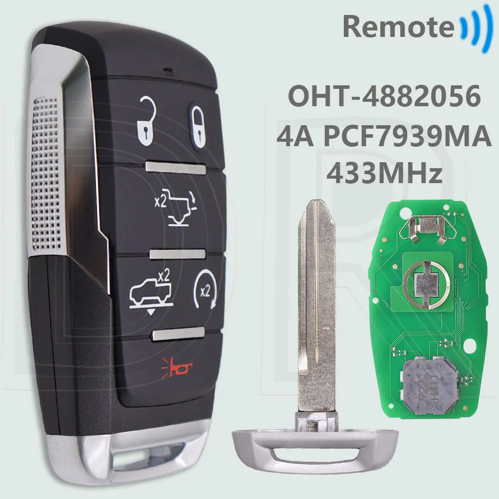 

DR OHT- 4882056 4A PCF7939MA Чип 433 МГц Бесключевой автомобильный дистанционный ключ Go 68291687 AD для Dodge RAM 1500 TRX Pickup 2019 2020 2021