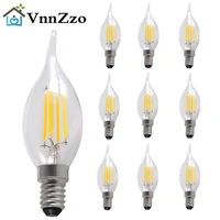 10pcs led bulb e14 2w4w6w dimmable edison retro filament candle light ac220v c35 warmcold white 360 degree energy saving