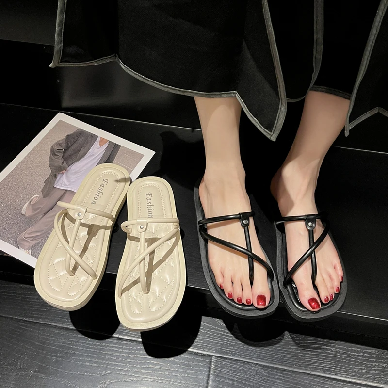 

Сандалии-гладиаторы женские на низком каблуке, роскошные пляжные туфли, Нескользящие, прозрачные, черные, лето 2022