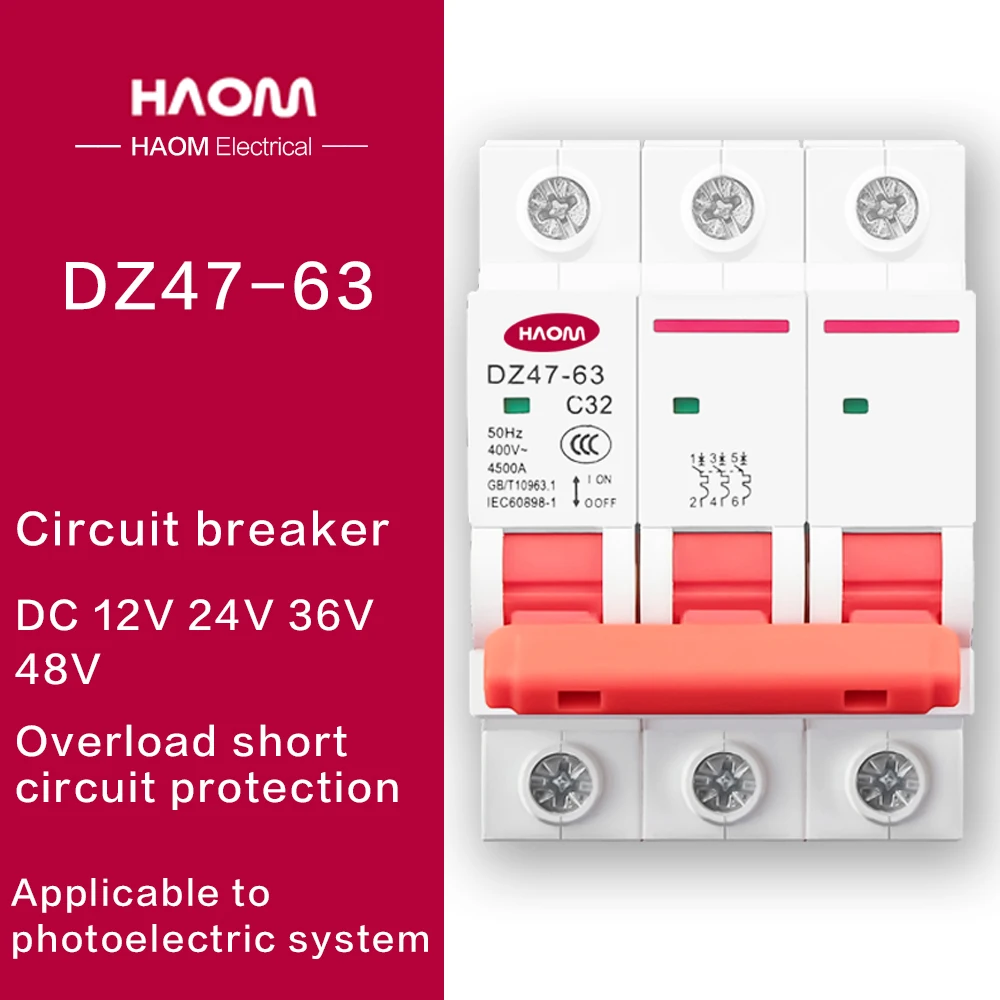 

HAOM Mini Circuit Breaker 1P 2P 3P 4P Smart Home Distribution Box Start Power Protector 16A 63A Din Rail MCB Breaker Air Switch