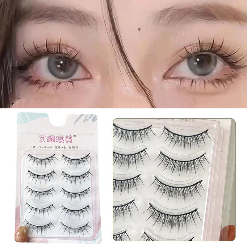 

Natural Fairy False Eyelashes Lash Extension Cross Long Little Devil Cosplay Beauty 5 Pairs Daily Eye Makeup Big Eyes New
