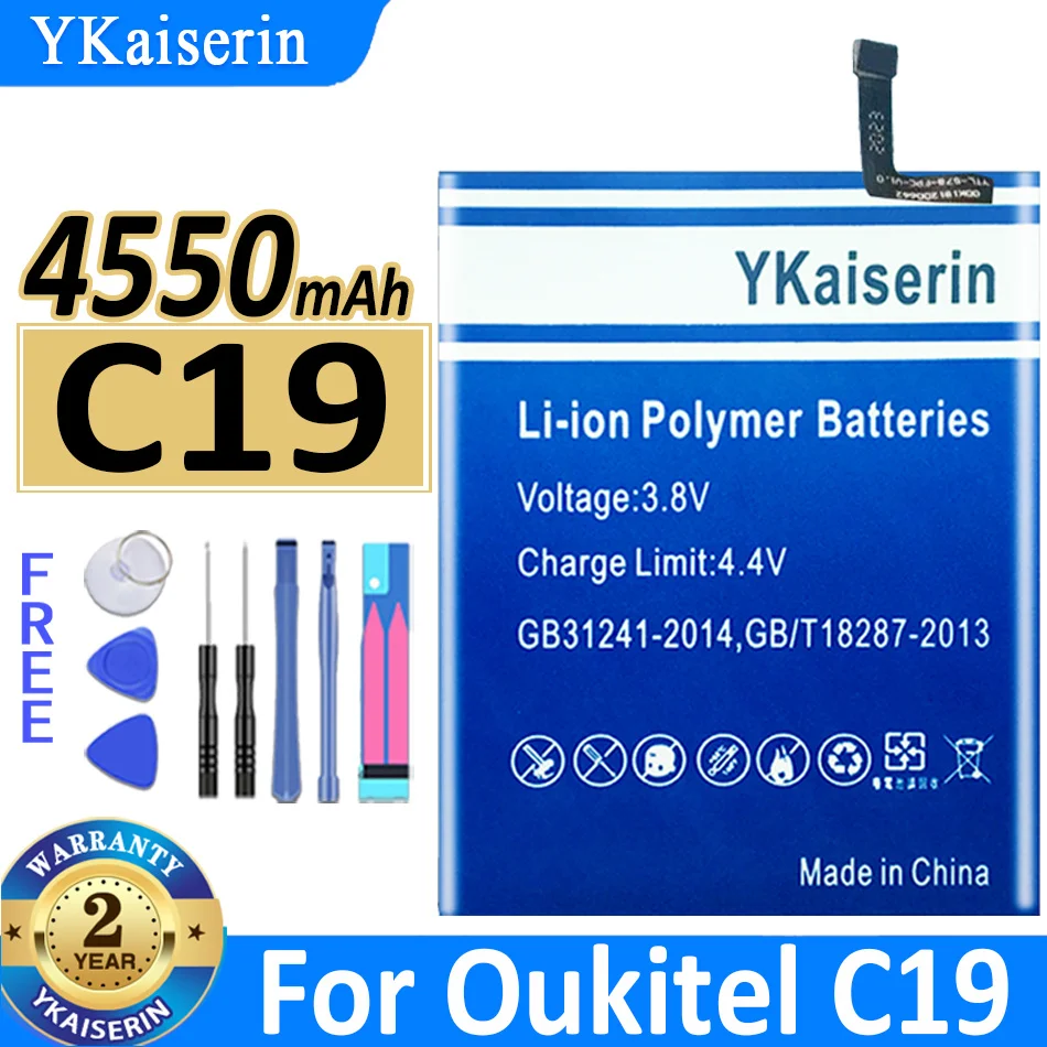 

Сменный аккумулятор ykaisсеребрин 4550 мАч для Oukitel C19 C 19 Bateria
