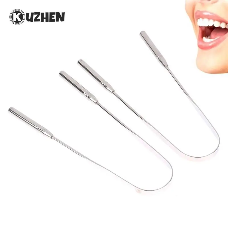 

2Pcs Tongue Scraper Stainless Steel Mouth Cleaning Brush Keep Fresh Breath Improve Oral Hygiene Tongue Cleaner Tools