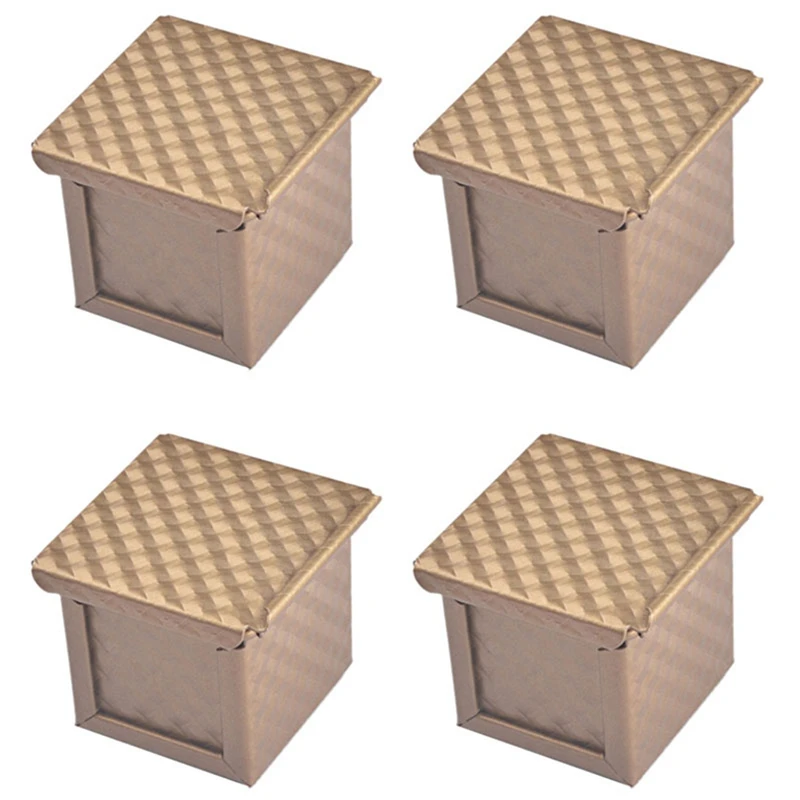 

4X Square Loaf Pan With Lid Toast Mold Bread Pan Pullman Loaf Pan With Cover Non-Stick Mini Water-Cube Toast Box