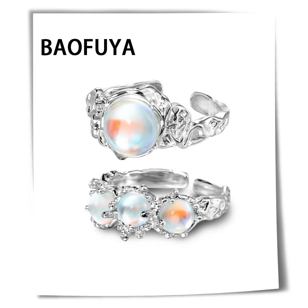 

Gothic Irregular Zircon Opal Rings For Women Natural Stone Open Cuff Finger Ring Vintage Jewelry Gift Bague