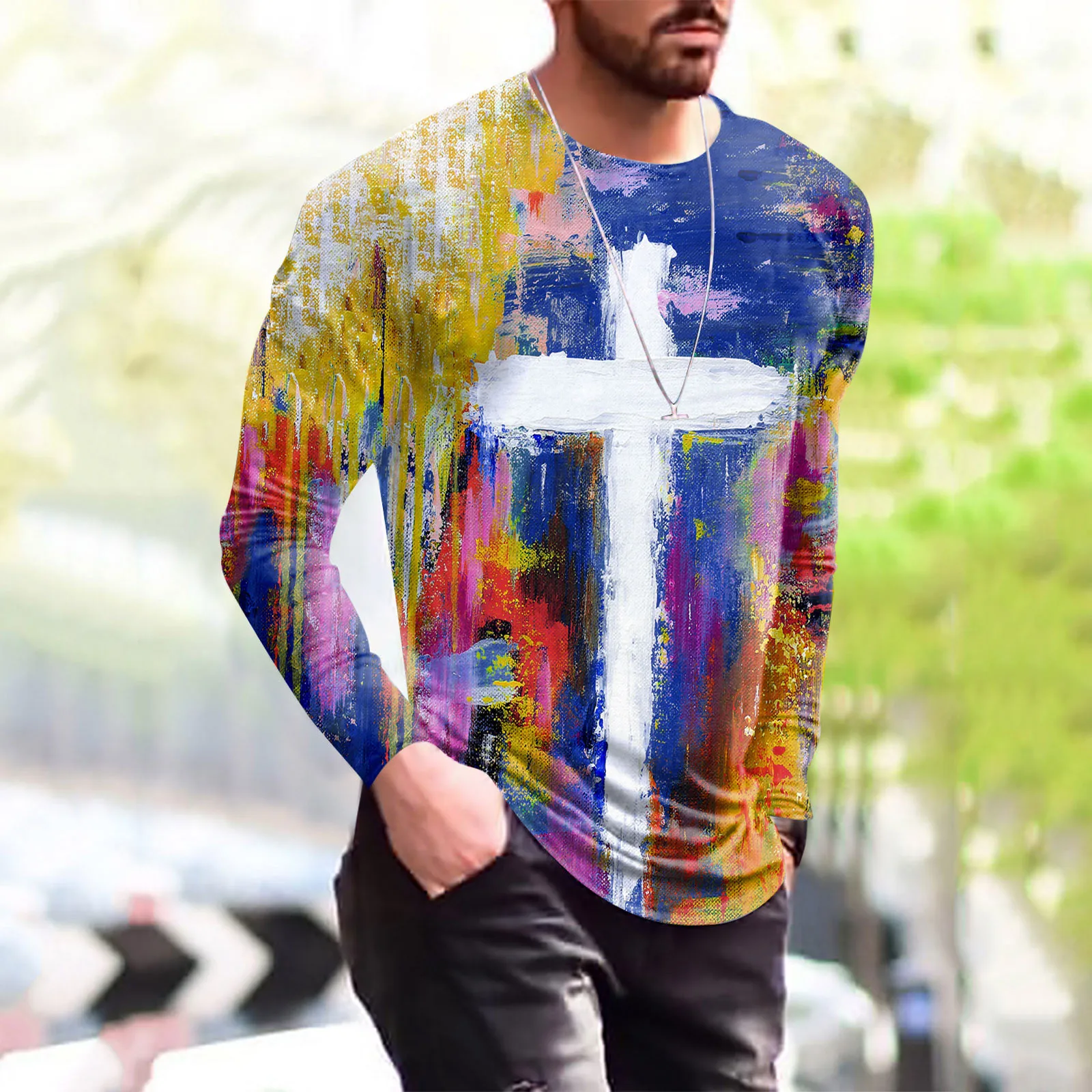 

Мужская модная Ретро Спортивная уличная 3d-футболка с цифровым принтом для фитнеса футболка с длинным рукавом Топ Блузка мужская упаковка о...