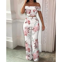 fashion trousers suit one shoulder short sleeved top casual pants two piece casual sexy womens dashiki print african suit summer