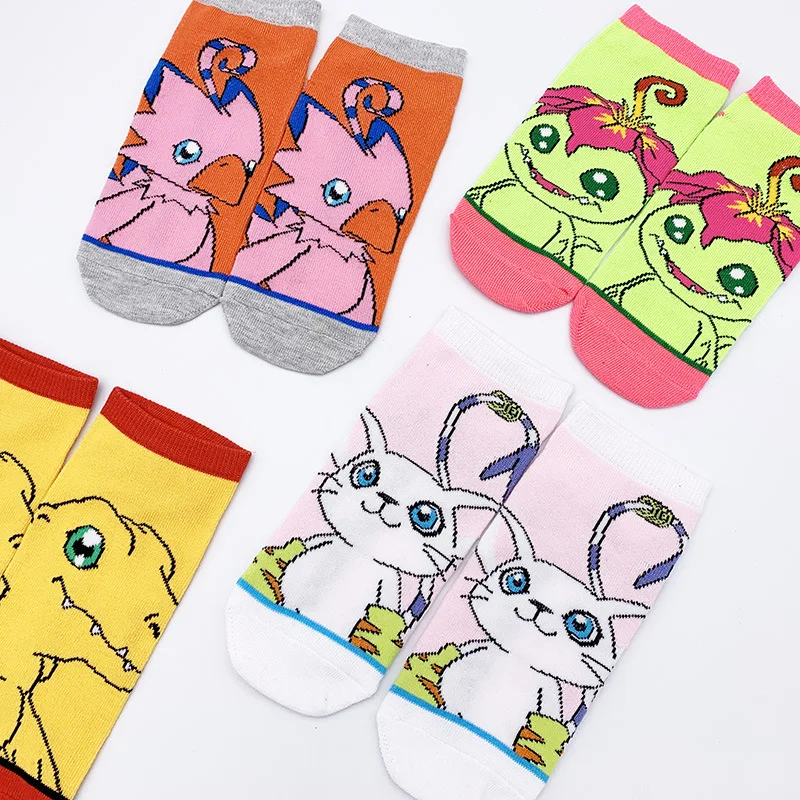 Anime Women Sock Digimon Adventure Woman Socks Womans Boat Sox Cute Cartoon Agumon Casual Cotton Girls Spring Summer Skarpetki