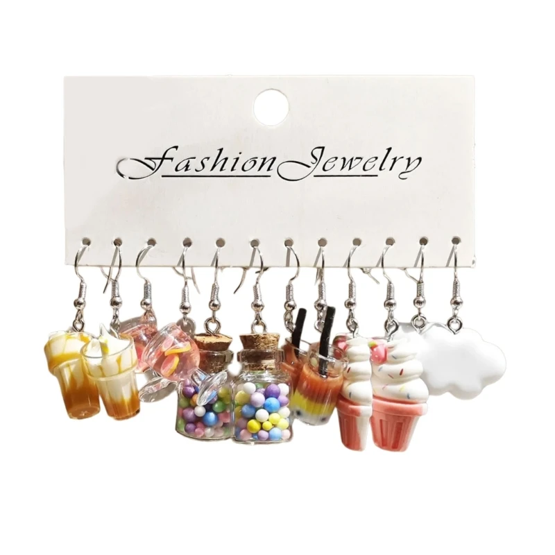 Модный набор сережек с имитацией пузырьков и чая молоком 11 пар милые прочные