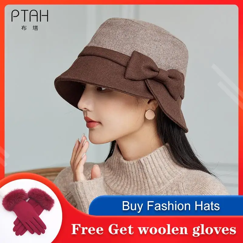 

Шерстяная Панама [PTAH], зимние теплые шапки, женская утепленная Кепка с плоским верхом, уличная шапка, женские мягкие твидовые шапки, элегантные темпераментные