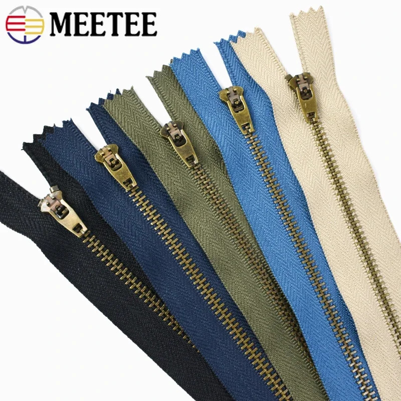 5/10/20Pcs 4# 10/13/15/18cm Closures Metal Zipper Auto Lock Easy Repair Zippers for Clothes Zips Decor Sewing Kit Accessories