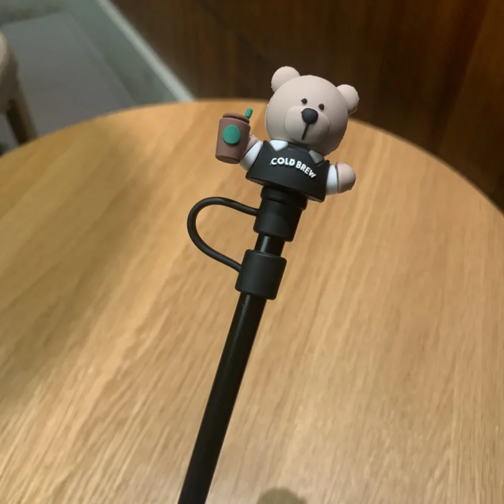 Соломенные чехлы с мультяшным медведем для соломинки 7-8 мм пыленепроницаемые