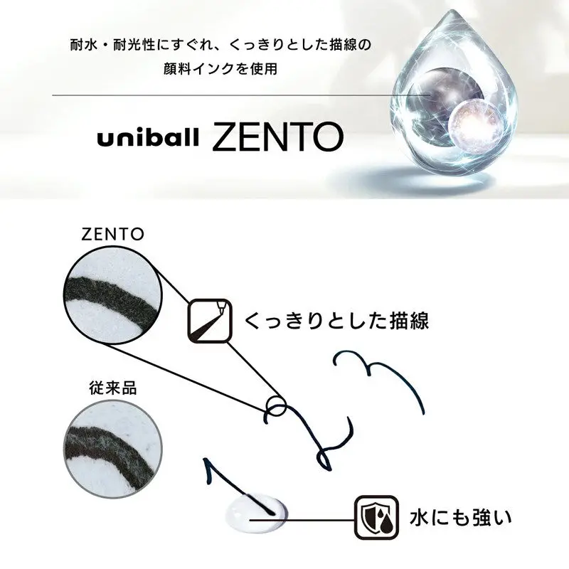 Фото Ручка-роллер Uni Liquid Gel Ink с мраморным эффектом, лимитированная серия Uniball ZENTO, 0.38/0.5/0.7 мм, для плавного письма, не размазывается, черные чернила, инструменты для учебы №5