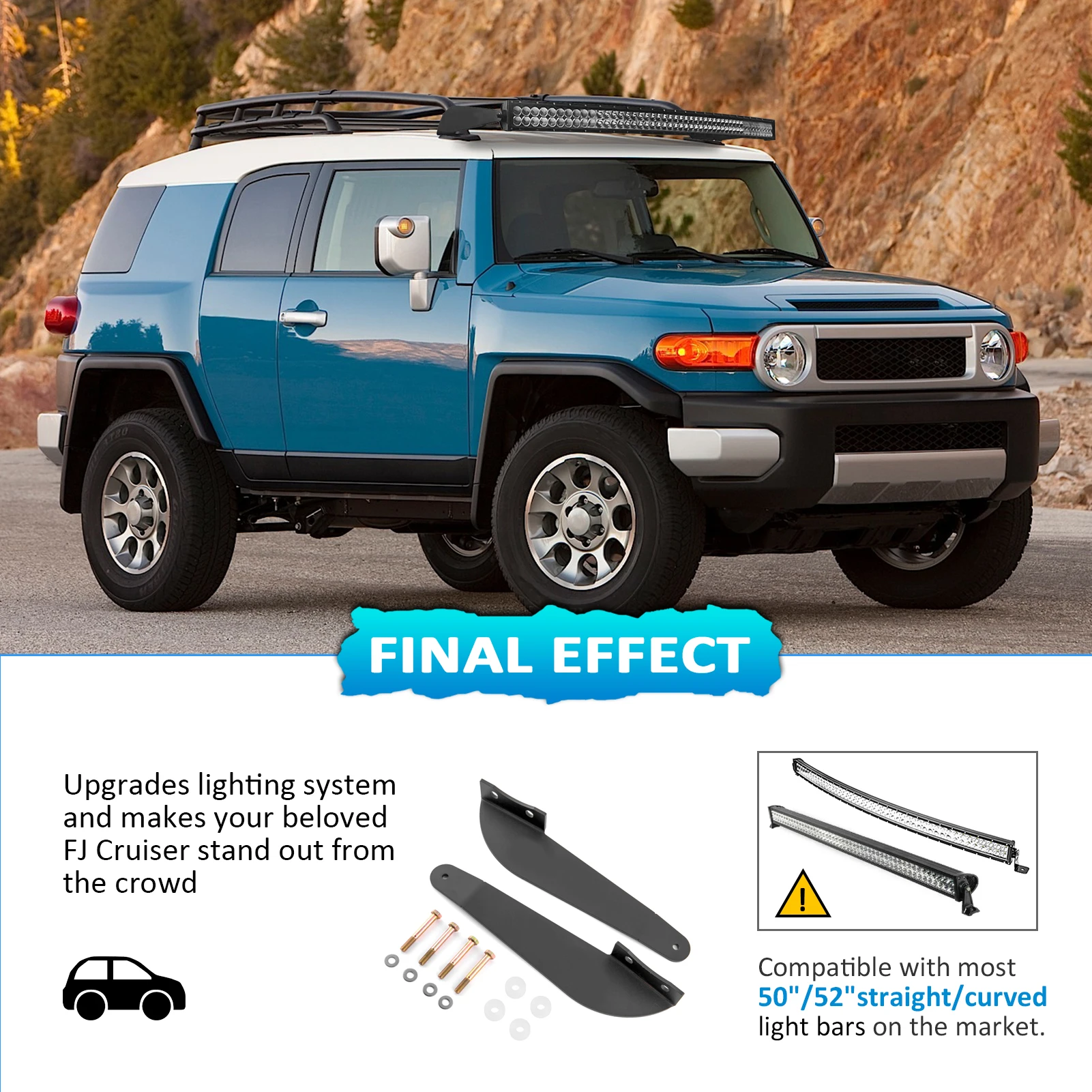 Для 2007-2014 Toyota FJ Cruiser Автомобильный верхний лобовое стекло светодиодный