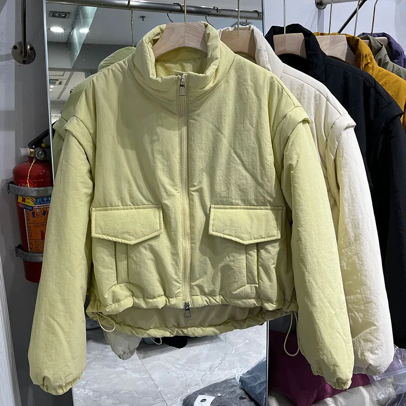 Korean Series Stand Collar Thickened Cotton-Padded Coat Short coat Women 2024 Winter New Warm Loose All-Matching Co...