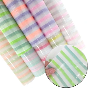 0.42MM Striped Pattern Translucent Faux Leather Sheets EVA Vinyl Film for Packaging Decoration Bag Making DIY Craft Handmade