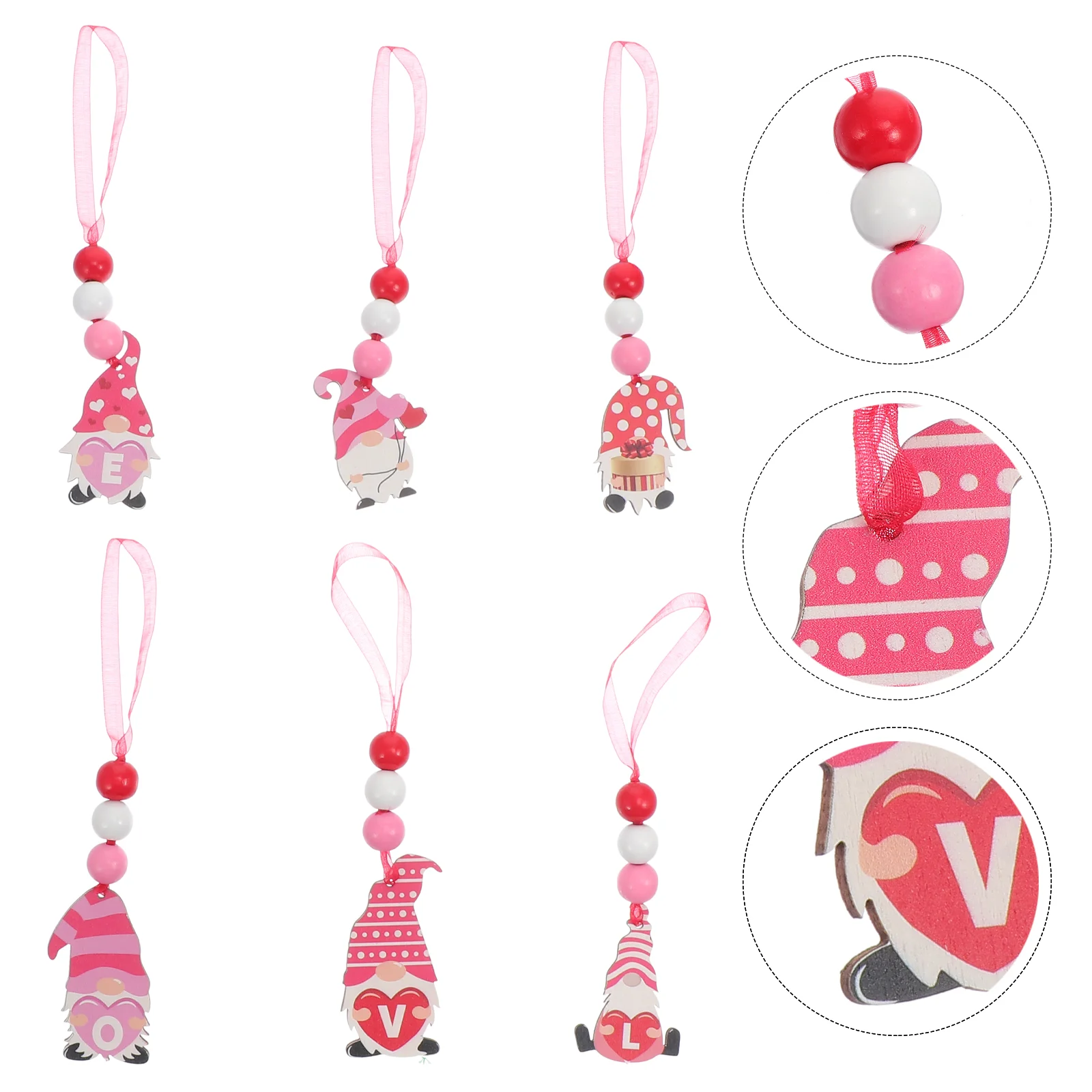 

6pcs Valentines Day Ornaments for Tree Pendant Gnome Piece Gnome Ornament Festival Home Decor