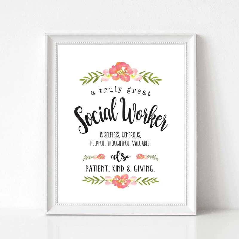 

Social Worker Gift Painting Wall Picture A Truly Great Social Worker Quotes Art Canvas Print Poster Office Wall Art Decor