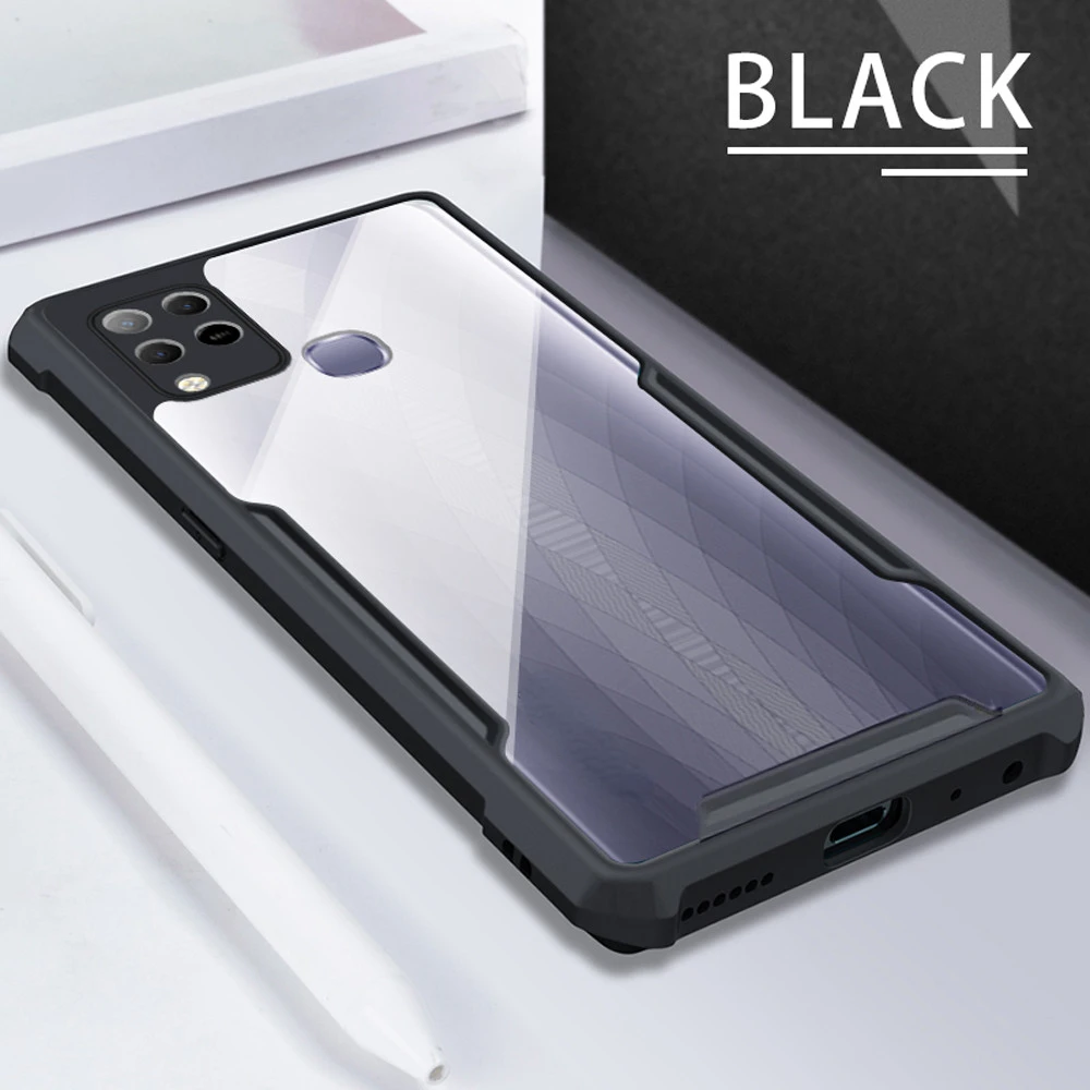 

Acrylic Armor Shockproof Case For Infinix Hot 10S TPU Bumper Protective Back Cover For Hot 10 Lite Play Note 10 Pro