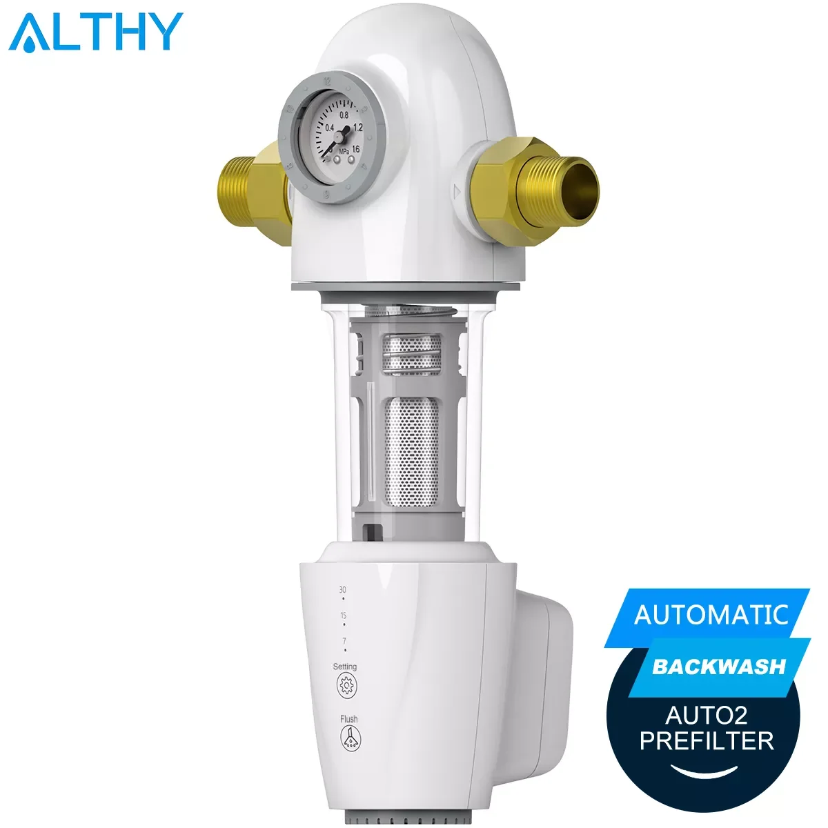2022 ALTHY PRE-AUTO2 Automatic Flushing Backwash Prefilter Spin Down Sediment Water Filter Central Whole House Purifier System