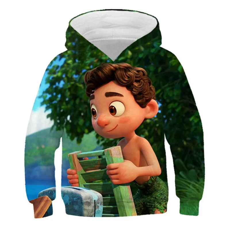 

Новые модные худи для мальчиков и девочек Disney Luca, осенне-зимний свитшот с 3D принтом для детей, худи Luca, худи с мультяшным принтом