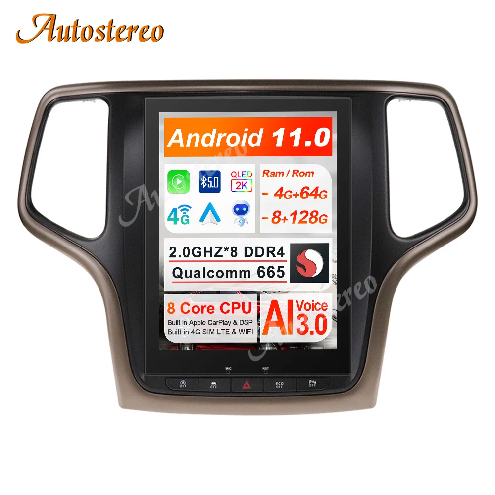 

128G For JEEP Grand Cherokee Radio android 11 Car Multimedia Player GPS Navigation Auto Stereo Tape Recorder Headunit