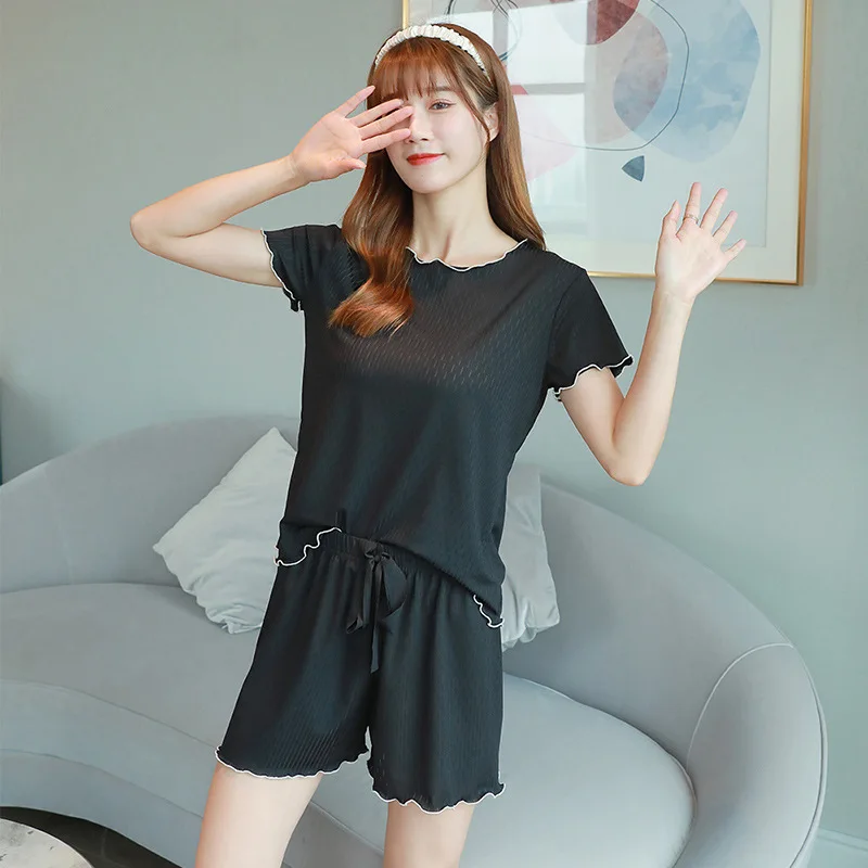 Ice Silk Pajamas Women's Summer Hot Sale Plus Size Shorts Pajamas Girls Home Clothes Cartoon Sweet And Cute Women's Pajamas Set