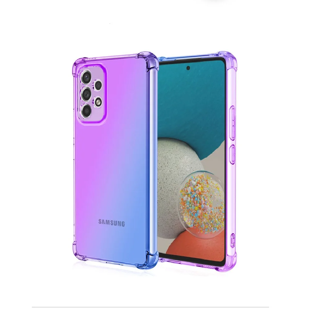 

For Samsung Galaxy Case Slim Shock Absorption Transparent TPU Soft Edge Bumper with Reinforced Corners Multicolor Gradient