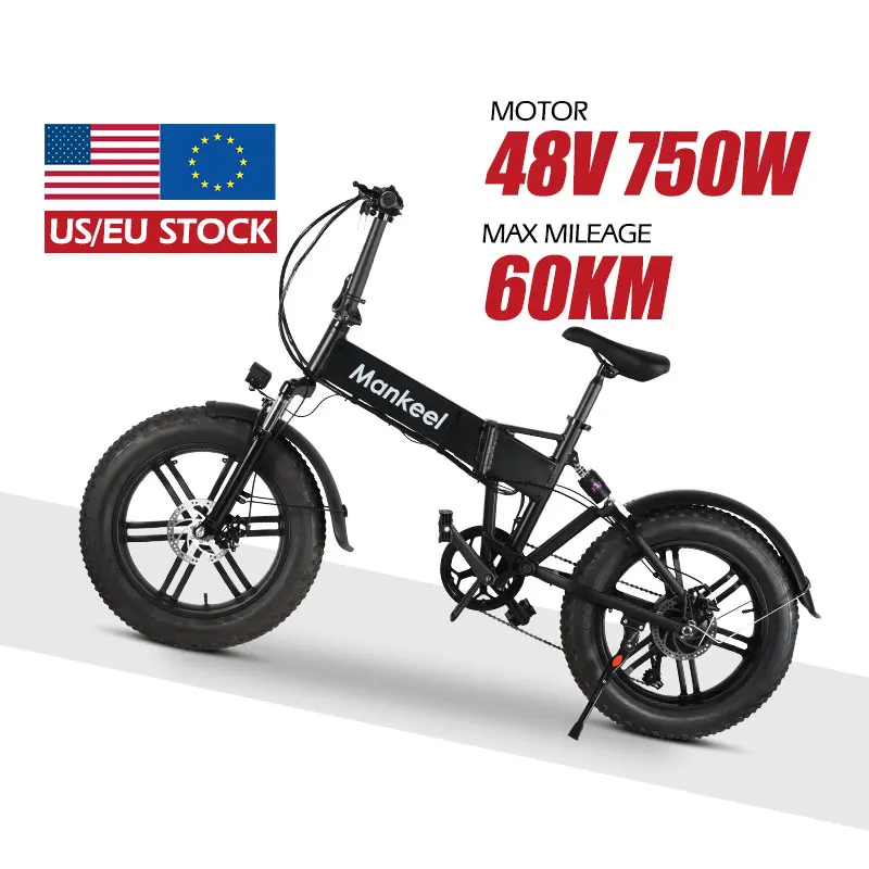 

MK011 48V 750W 10Ah US Warehouse E-Bike Hybrid Bicycle Folding Fat Tire Electric Mountain Bike Adult