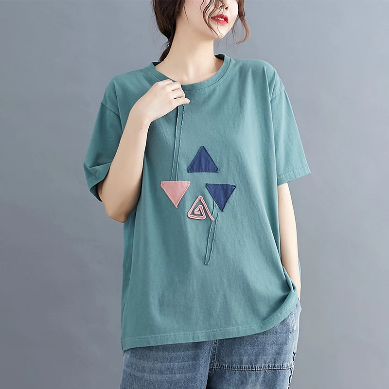 

Summer Female Oversize Short Sleeve O-neck Tops Women Casual Harajuku Windmill Patchwork T-shirts Female Loose Simple Chic Tees