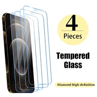 4pcs diamond tempered glass for iphone 11 12 13 pro max 13mini screen protector for iphone x xr xs max 7 8 plus protective film
