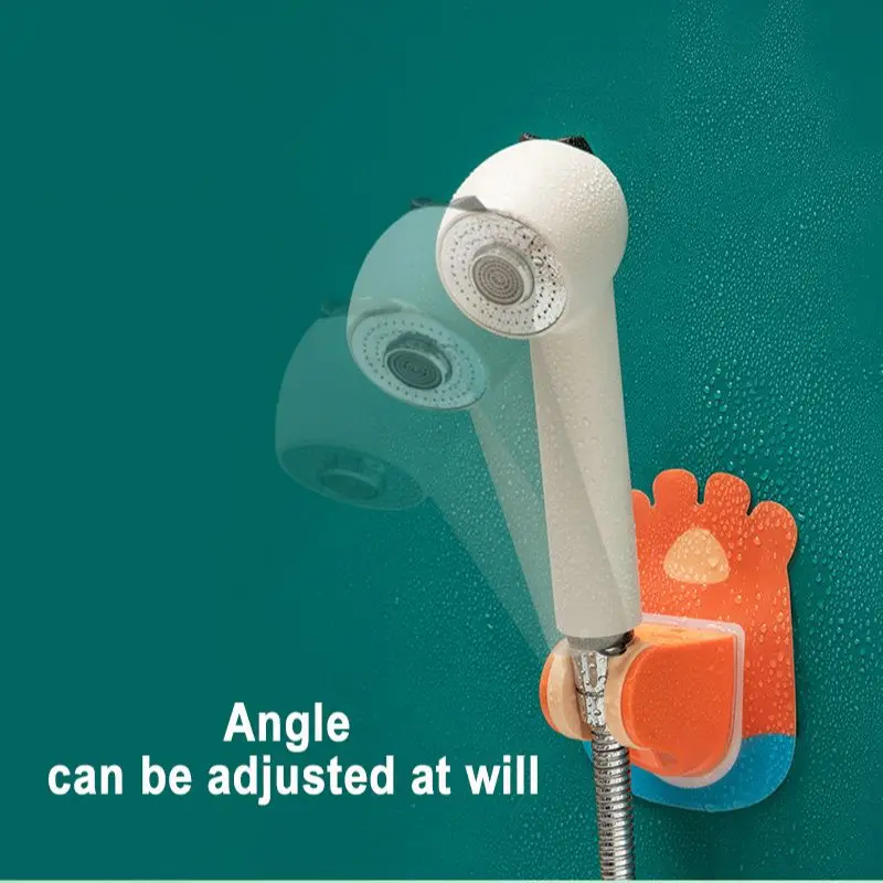 Cute Pet Shower Bracket No Punching&Trace Pasting Fixed Base Children'S Shower Rack Nozzle Bathroom Supplies
