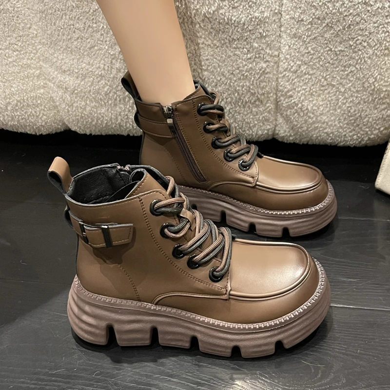 

Женские ботинки на плоской подошве, роскошные дизайнерские ботинки на молнии с круглым носком, женская зимняя обувь, модные ботильоны со средней резиновой подошвой, 2022