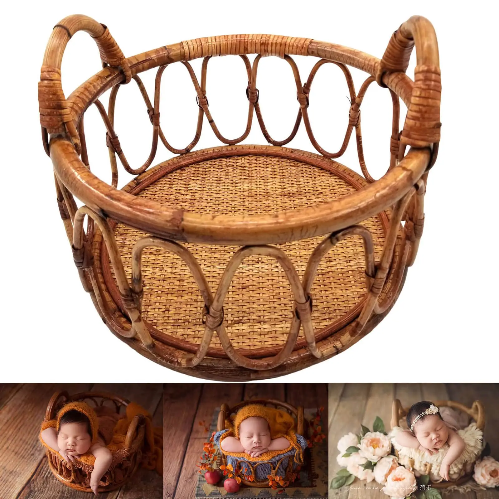 Newborn Photography Basket Vintage Handmade Basket for Boy or Girl Newborn Photography Props Baby Photoshoot Props Baby Chairs
