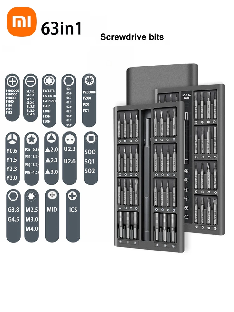 

Smart Magnetic Screwdriver Set Electrical Magnetic Bits DIY Power Screw Driver Set Repairing Tool Case for Home Aluminum Bits