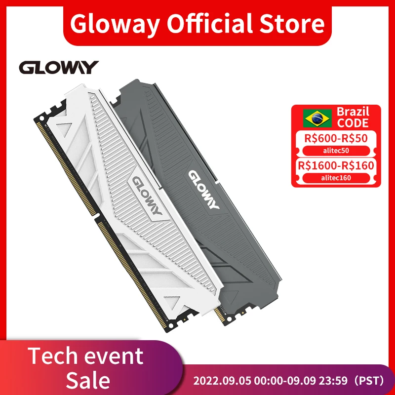 Gloway Memória Ram DDR4 3200mhz Dimm (16GBX2) (8GBX2) Desktop Heatsink 32GB Memory For Computador