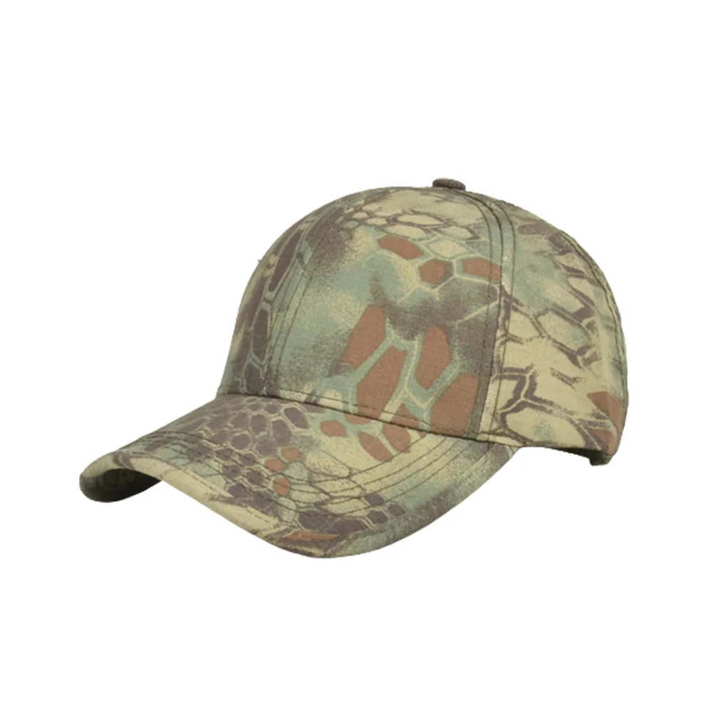 Mens Outdoor Adjustable SunHat Camo Hunting Fishing Army Baseball Cap Snake Print Camouflage UV Protection Walking Jogging