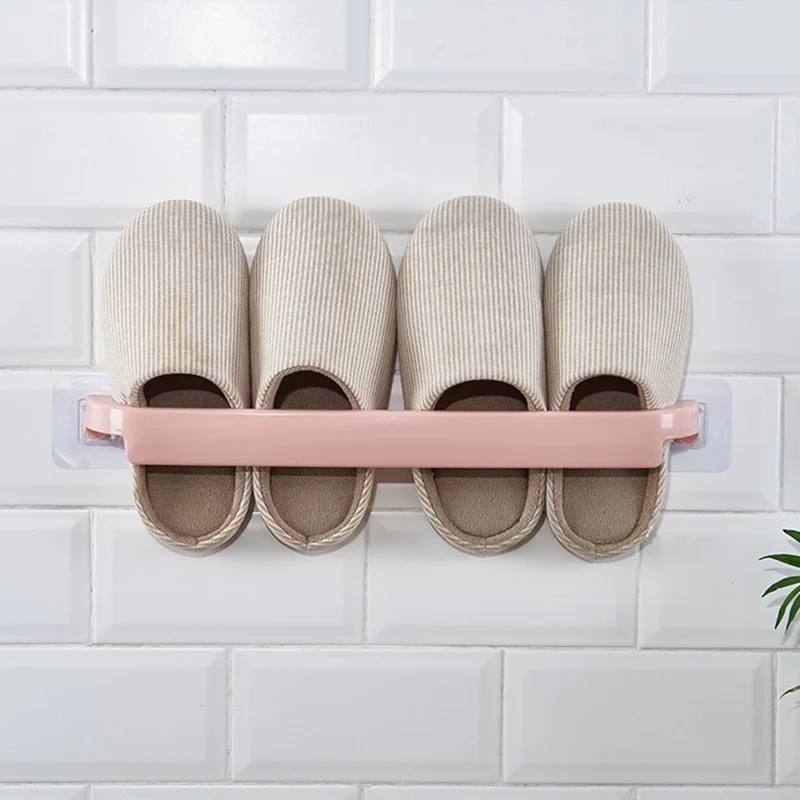 

Wall Mounted Hole-Punched Bathroom Towel Rack Single Layer Plastic Hanger Strong Shoe Rack Kitchen Bath Storage Rack