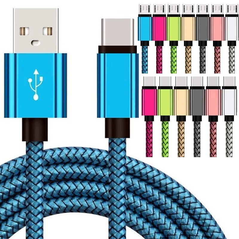 

200 шт., Плетеный Usb-кабель типа c длиной 1 м, 2 м, 3 м, 5 контактов, а, кабели для быстрой зарядки для Samsung s10, s20, htc, lg, xiaomi, huawei