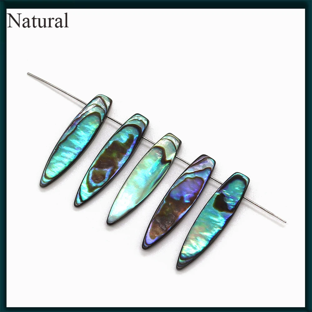

2pcs Natural Abalone Shell Long Tree Leaf Shaped Cross Hole Beads Jewelry Fashion Homemade Necklace Earrings Accessories 7x30mm