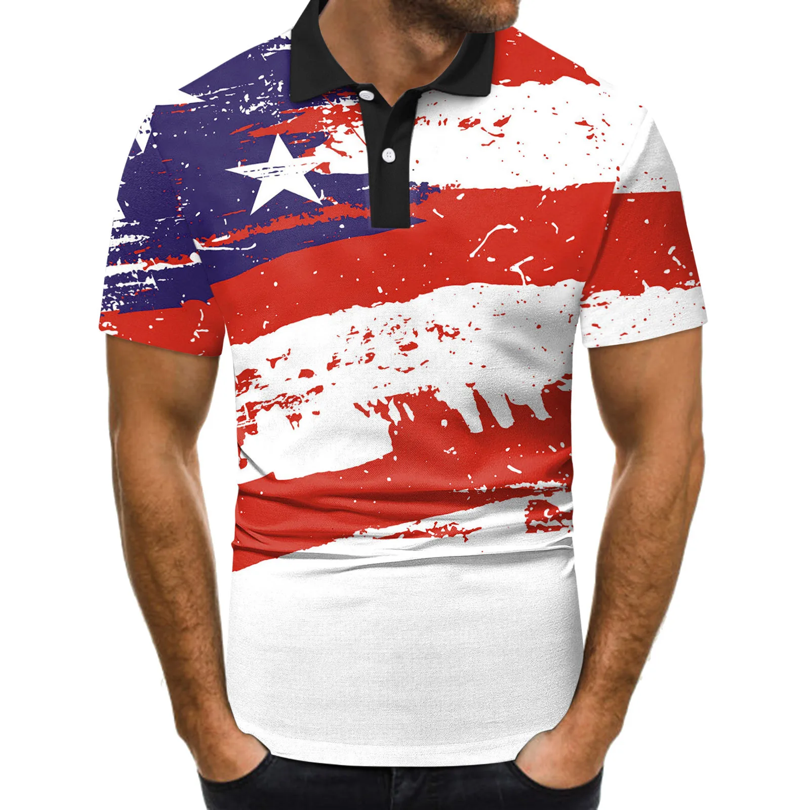 

Футболка мужская с отложным воротником, Повседневная рубашка с принтом, топ с коротким рукавом, на лето