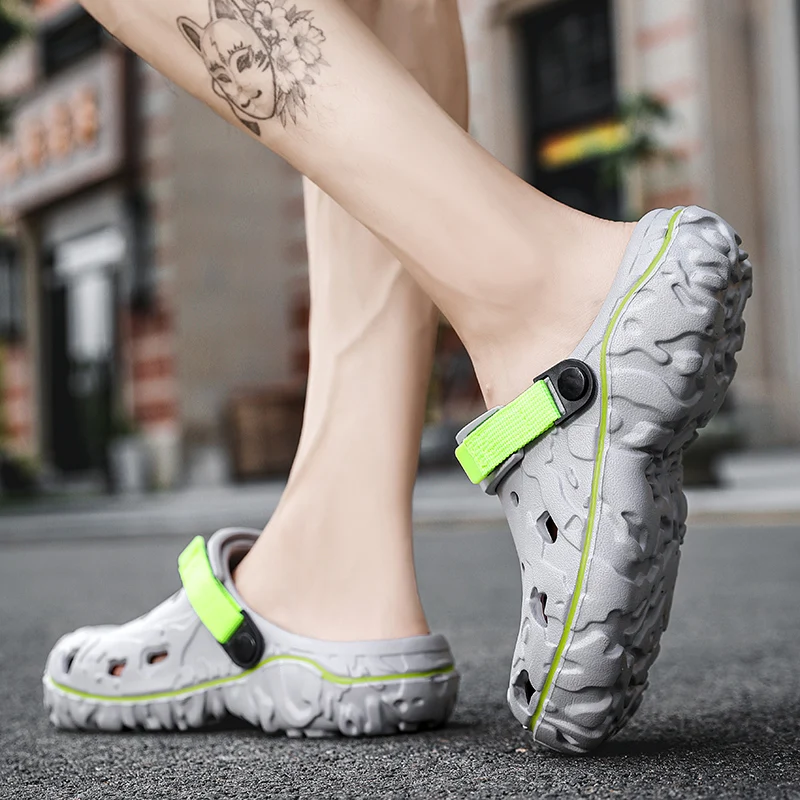 Мужские мюли и сабо летние сандалии без застежки Нескользящие дышащие тапочки