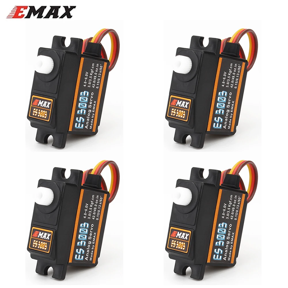 4 шт. EMAX ES3003 17,5g пластиковый Аналоговый сервопривод 3,5 кг водонепроницаемый сервопривод с шестеренками для радиоуправляемого автомобиля вертолета лодки