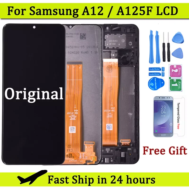 

NEW2023 6.5"Original LCD For Samsung Galaxy A12 A125 LCD with frame Touch Screen Digitizer LCD For Samsung SM-A125F A125F/