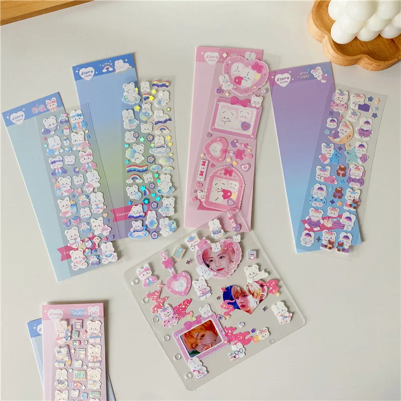 

Korea Ins Rabbit Bear Deco Stickers Scrapbooking Decorative Cute Sticker DIY Journal Photo Album Stationery Sticker Art Supplies