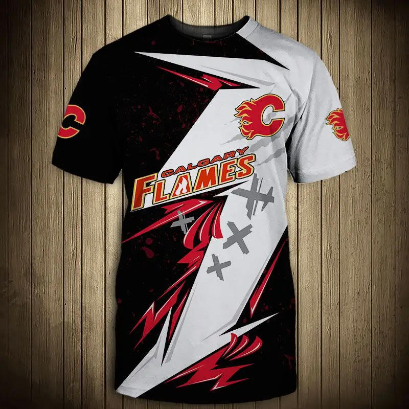 

Calgary Fashion Casual Men Flames t-shirt Stitching Design Geometric Pattern Letter C Printing Cool Tops