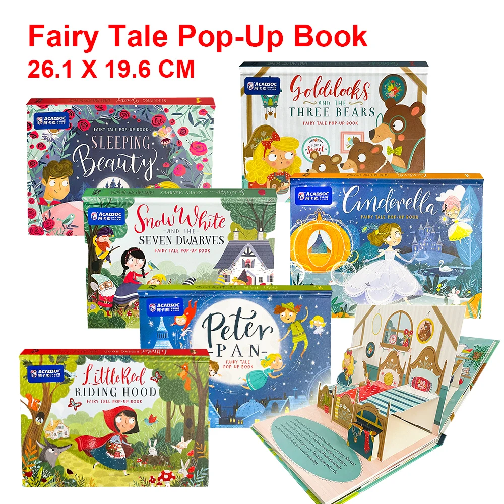 

Fairy Tale Pop-Up Book Kids English Books Early Educational Bedtime Reading Montessori Children's Activity Learning Toys